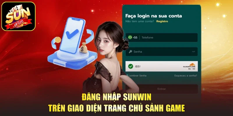 Đăng nhập sunwin trên giao diện trang chủ sảnh game